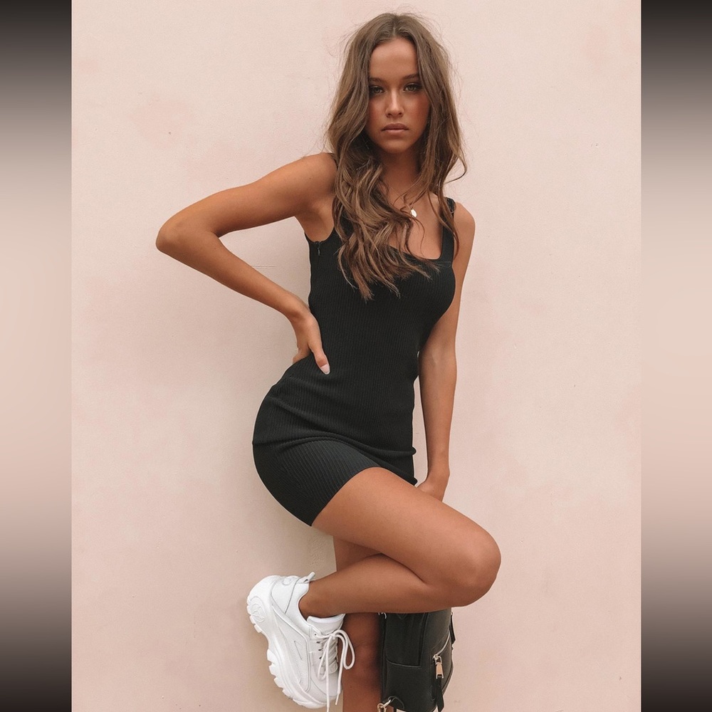 Princess Polly The Gracie Knit Mini Dress in Black